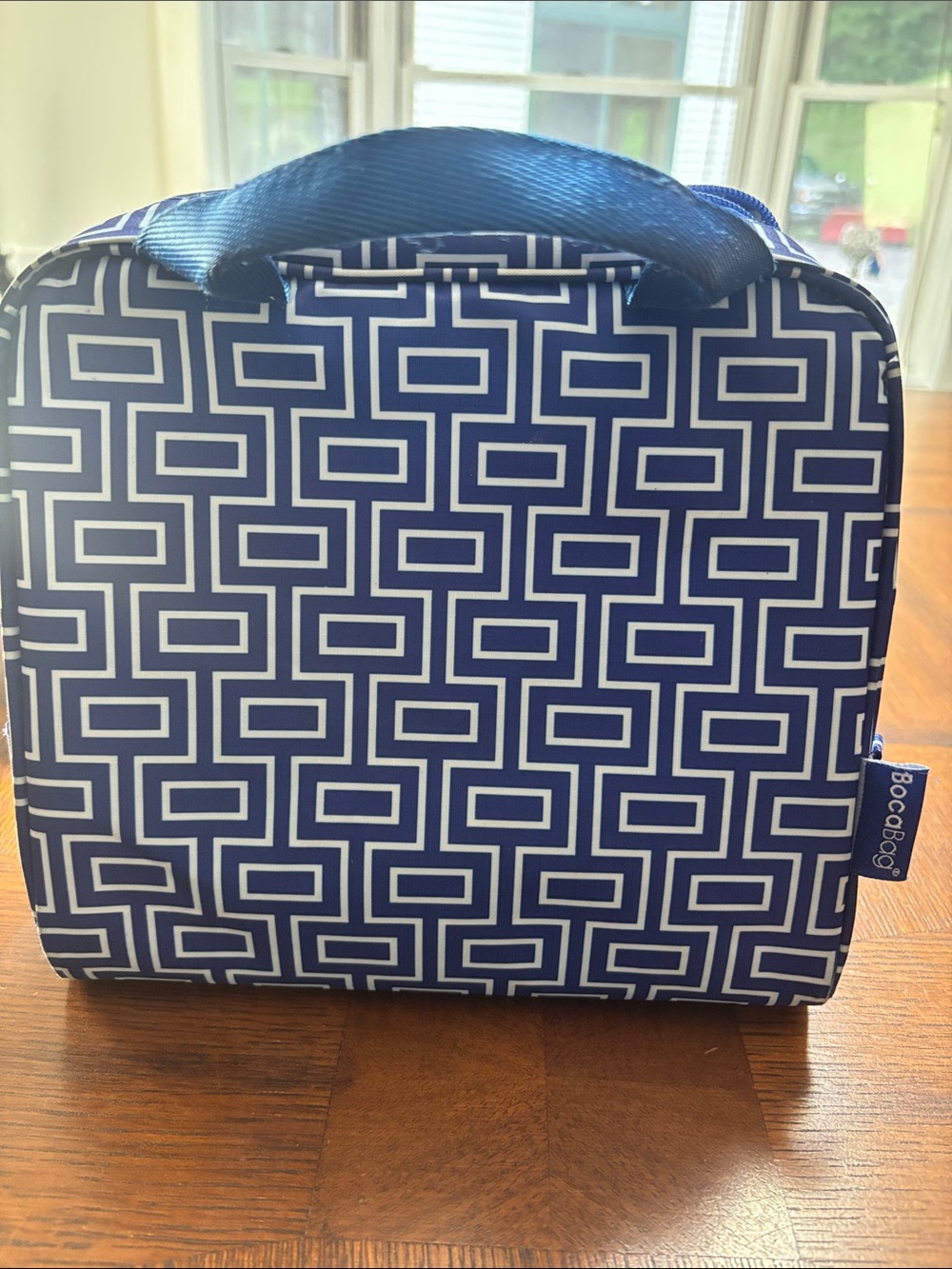 Boca Bag  Geometric Print Insulated Lunch Bag Blue White